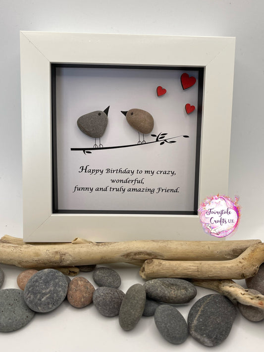 Pebble Art Birthday Gift, Friends Picture, pebble art, pebble art friends, friends gift, friends pebble art, birthday gift, framed art