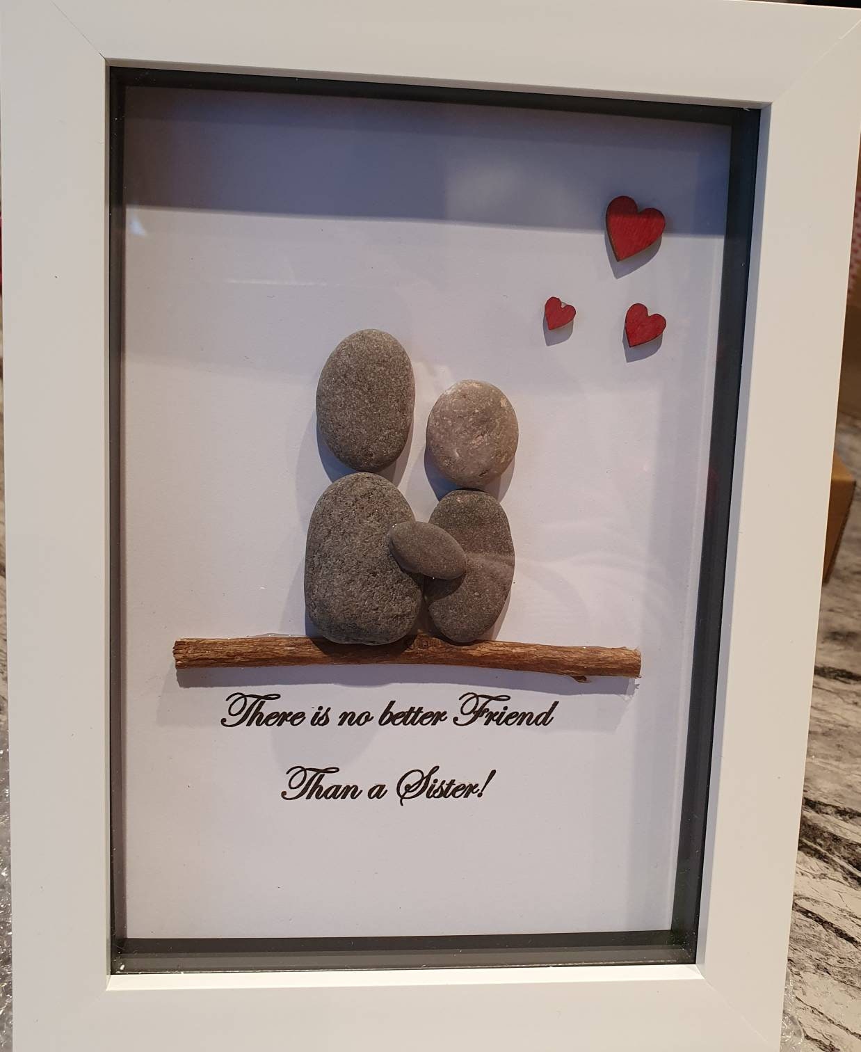 Sister Pebble Art Picture: Framed Sister Gift. Sister pebble art, pebble art sister, sister gift, sister frame, pebble art