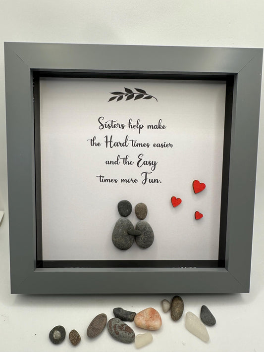 Sister Pebble Art Frame: Sisters Quote Gift, pebble art, pebble art sister, sister pebble art, pebble art gift, sister gift, sister framed
