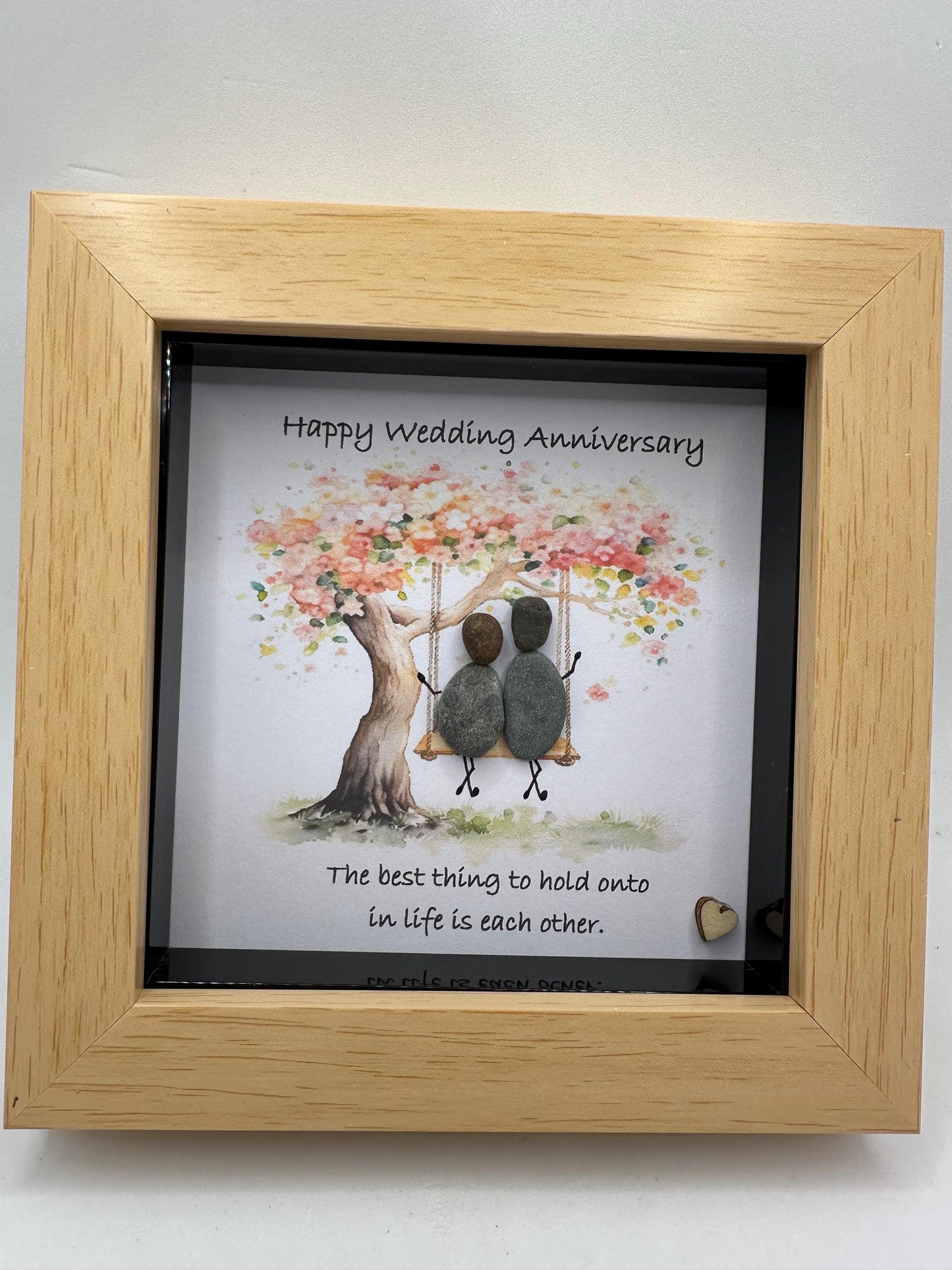 pebble art anniversary, pebble anniversary,anniversary gift Happy Wedding Anniversary the best thing to hold onto in life is each other.