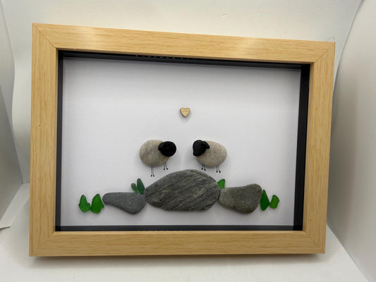 Pebble art sheep, pebble art, Scottish sheep, ewe pebble art, Aberdeenshire sheep pebbles