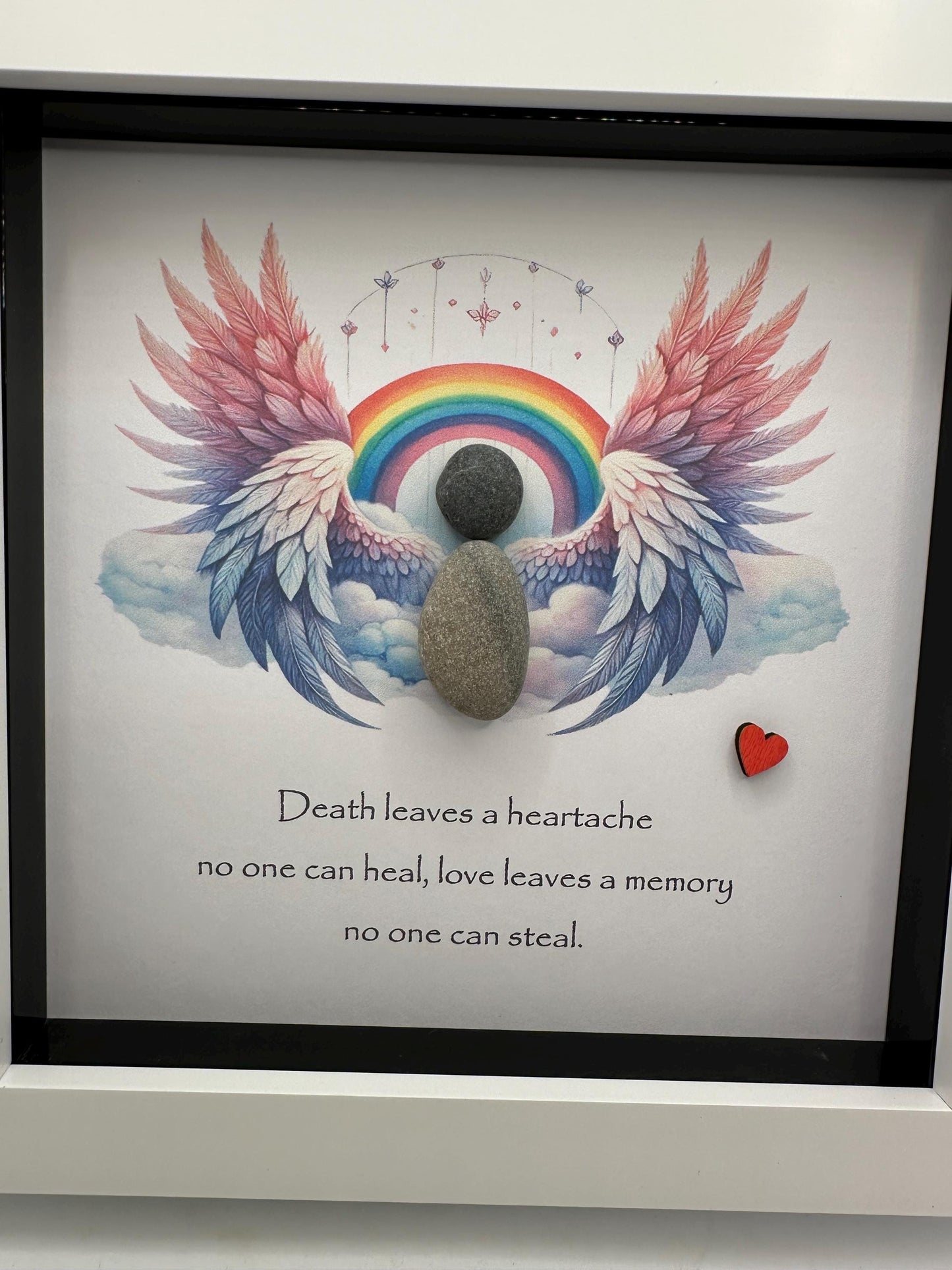 Death leaves a heartache no one can heal, pebble art. Pebble art sympathy, sympathy gift, bereavement gift, sympathy card, angel gift,