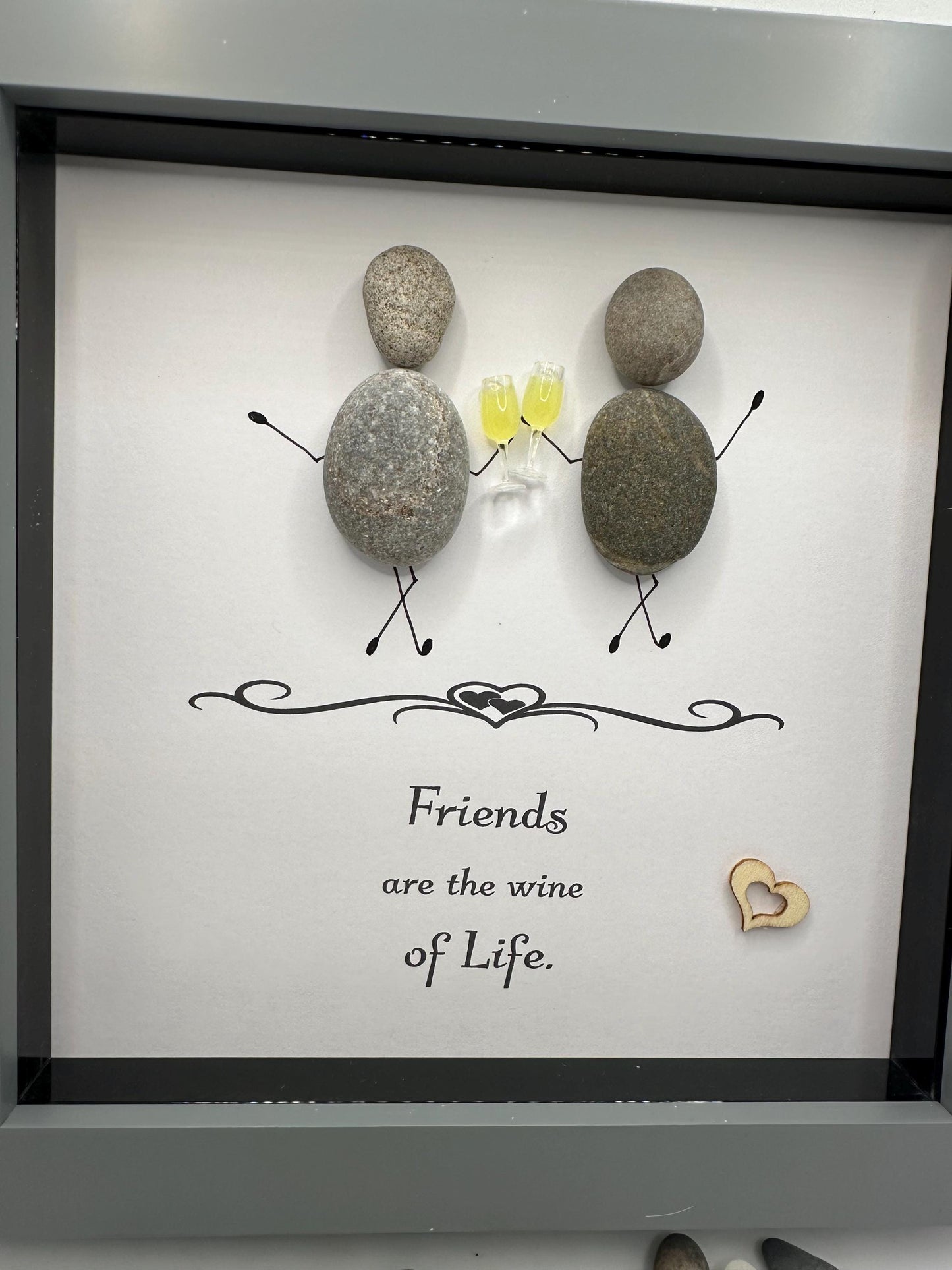 Pebble Art Friends Gift: 'Friends are the Wine of Life' pebble art, pebble art gift, pebble art friendship, friends gifts. Friend pebble art