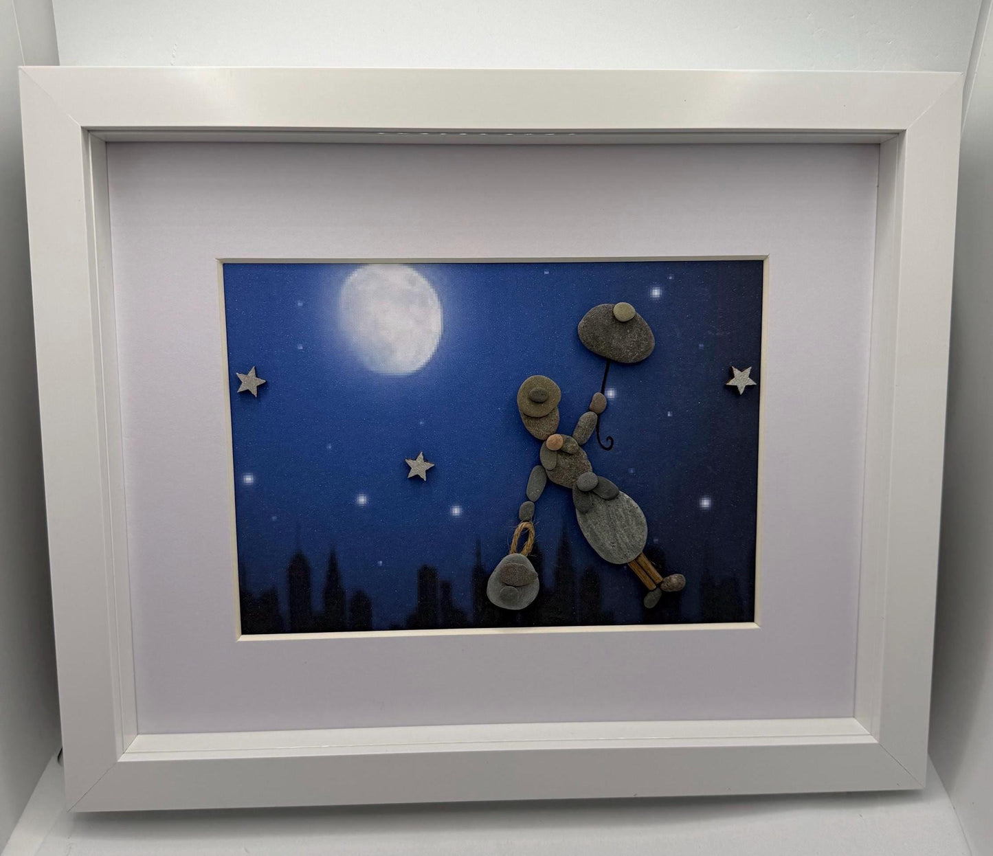 pebble art, Whimsical Pebble Art, Handmade Framed Wall Art, nursery gift, baby shower gift, framed pebble art, pebble art, inspired pebble