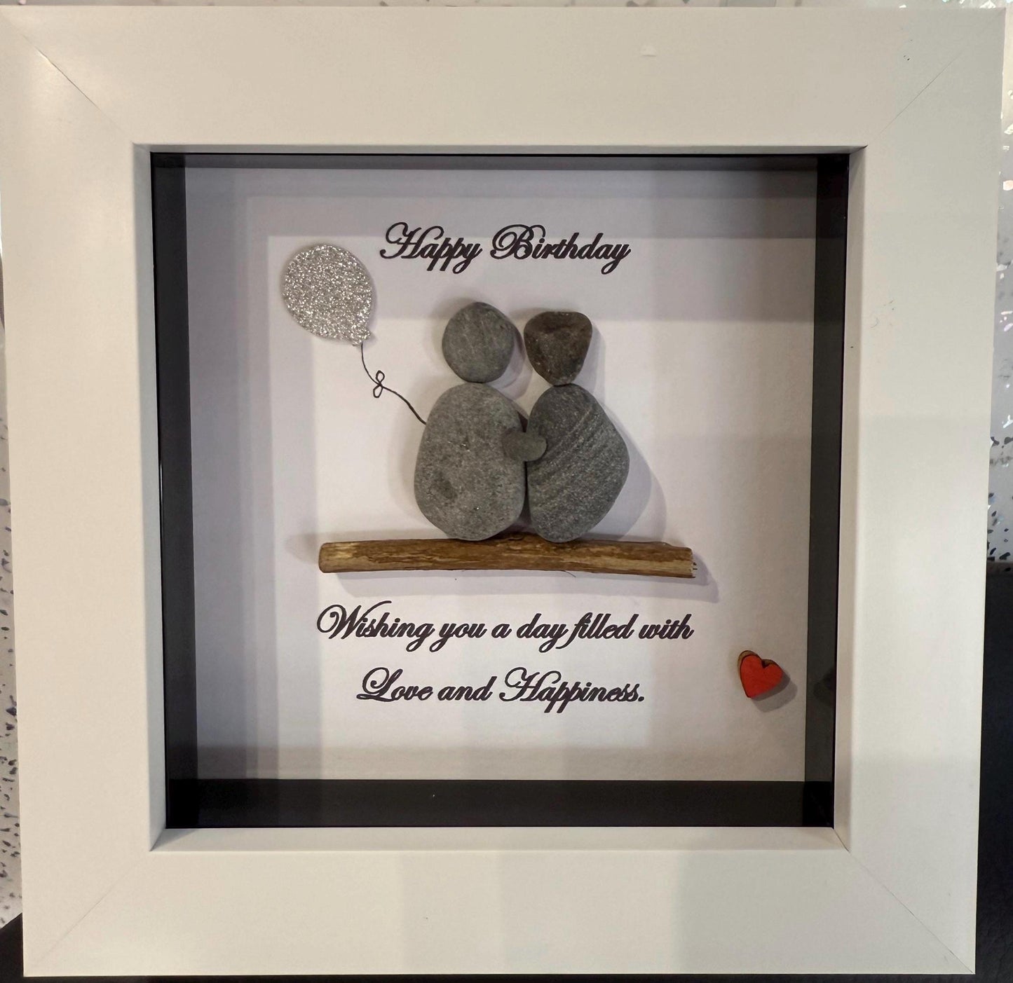 happy birthday pebble art, happy birthday framed art, pebble art birthday, value frames,birthday gift,
