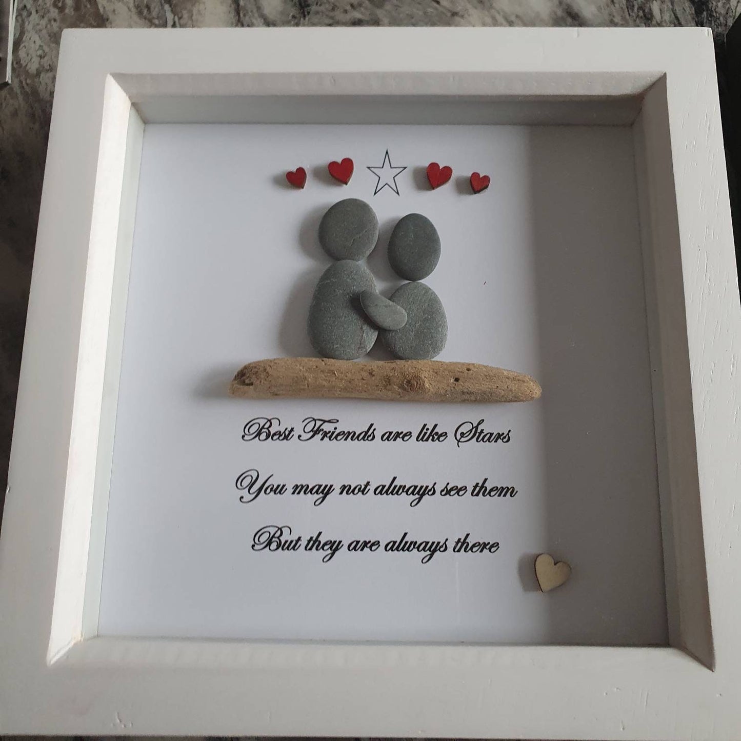 Pebble Art Best Friend Gift, Scottish Stone Picture, Personalized