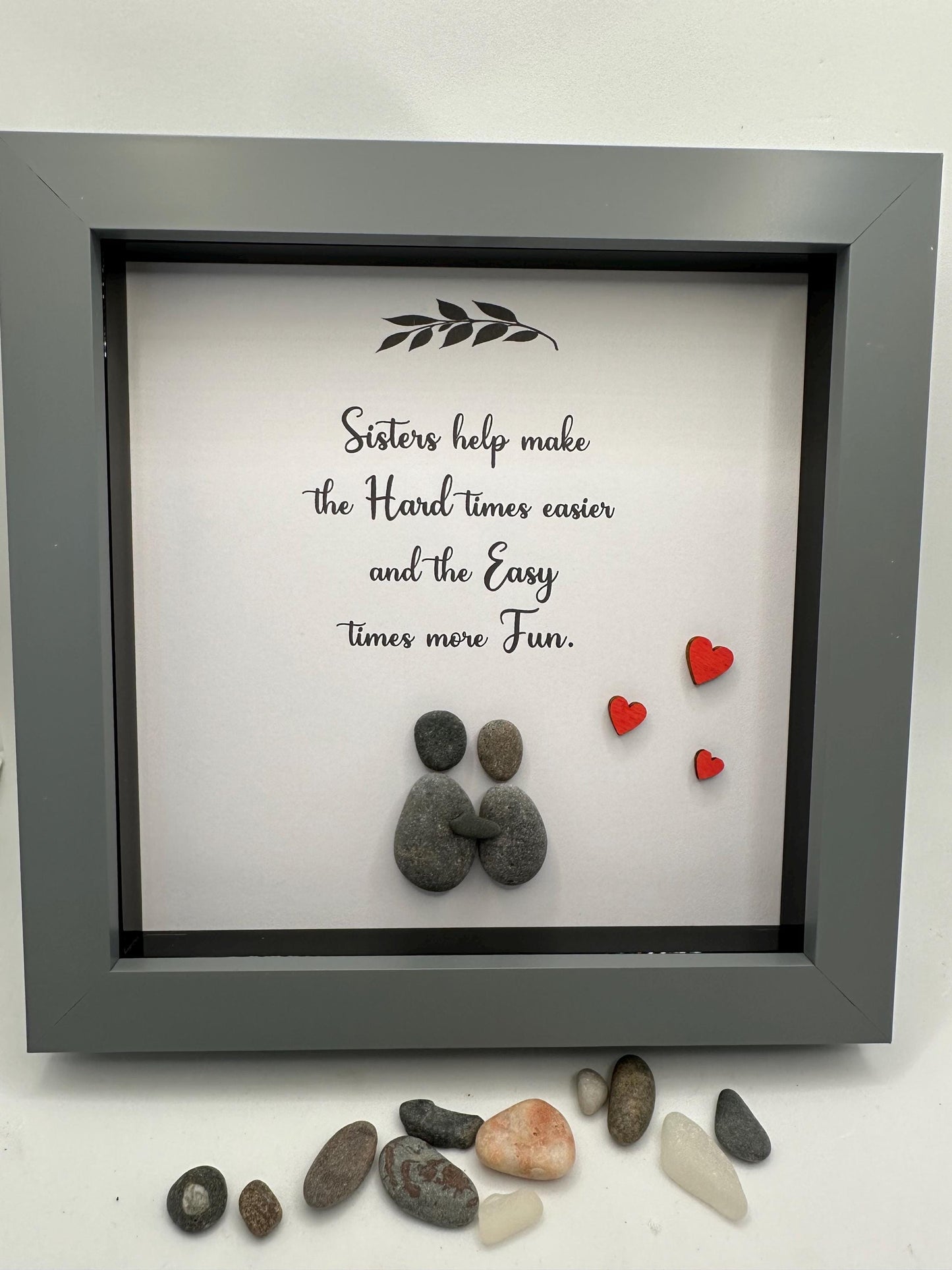 Sister Pebble Art Frame: Sisters Quote Gift, pebble art, pebble art sister, sister pebble art, pebble art gift, sister gift, sister framed