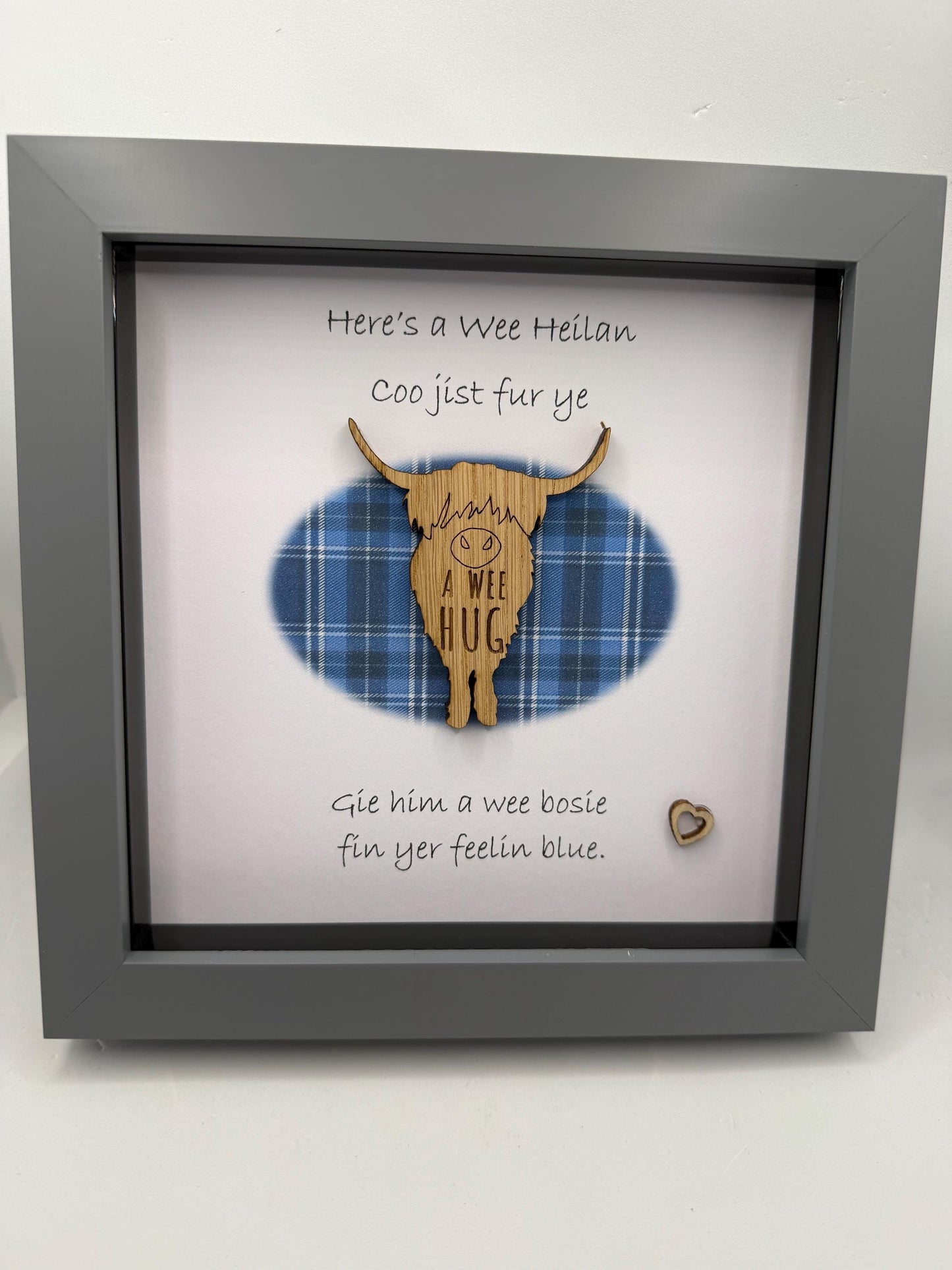 Highland Cow Framed Art, Tartan Decor, framed highland coo, Scottish quote art. Scottish highland cow gift, Doric gifts