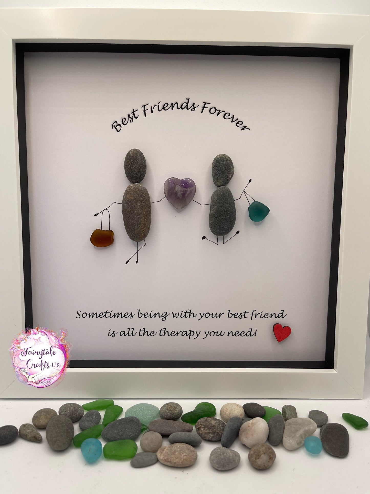 Personalized Friends Pebble Art, Inspirational Quote, Framed Rock Art