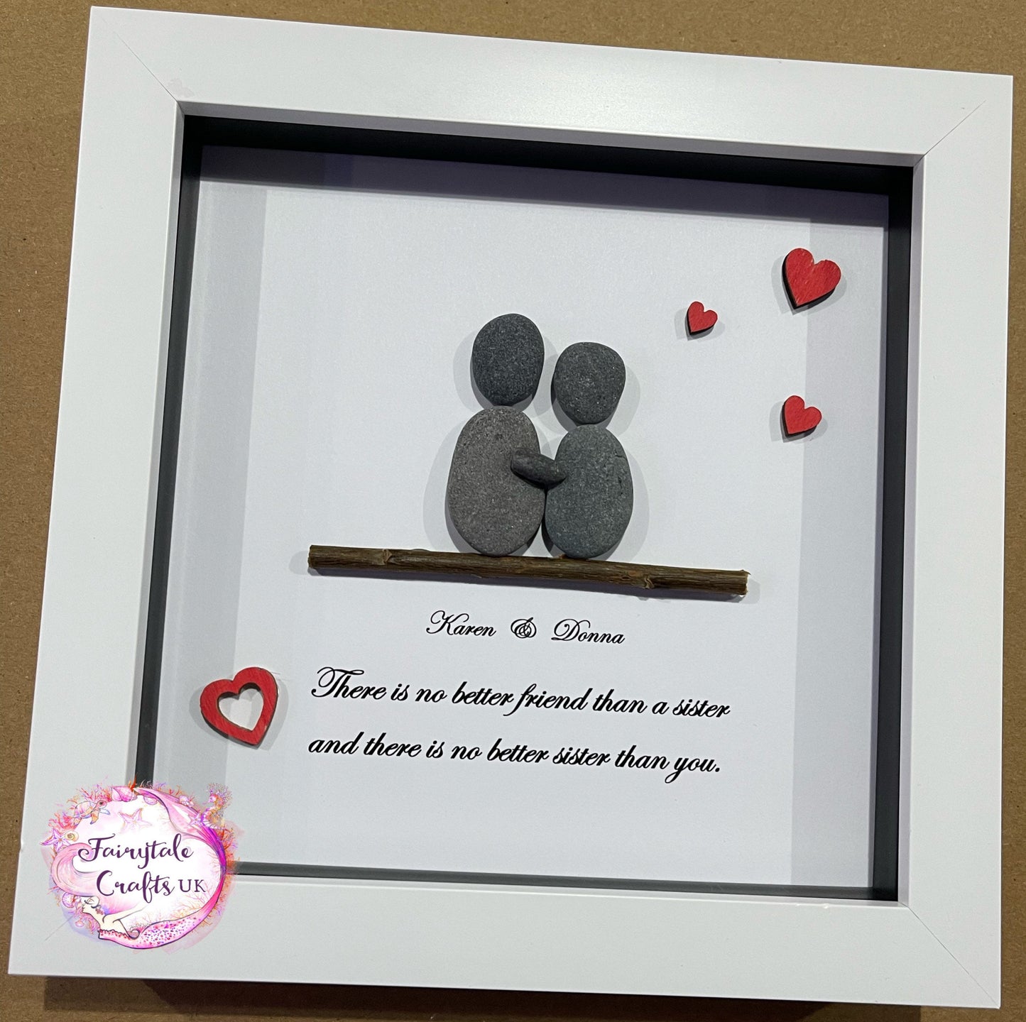 Personalized Sister Pebble Art Picture Frame: Unique Sister Gift