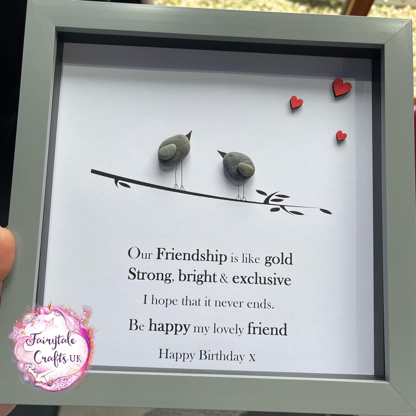 Friends pebble art, gift can be personalised, bird pebble art, bird gift, friends gift, pebble art, pebble art friends