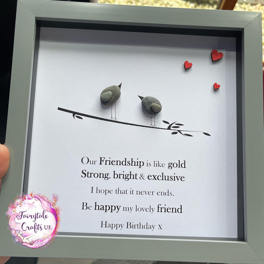 Friends pebble art, gift can be personalised, bird pebble art, bird gift, friends gift, pebble art, pebble art friends