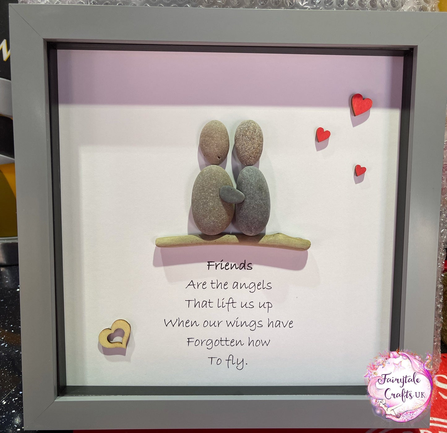 Personalized Pebble Art Friends Picture, Birthday Gift, Framed Rock Art