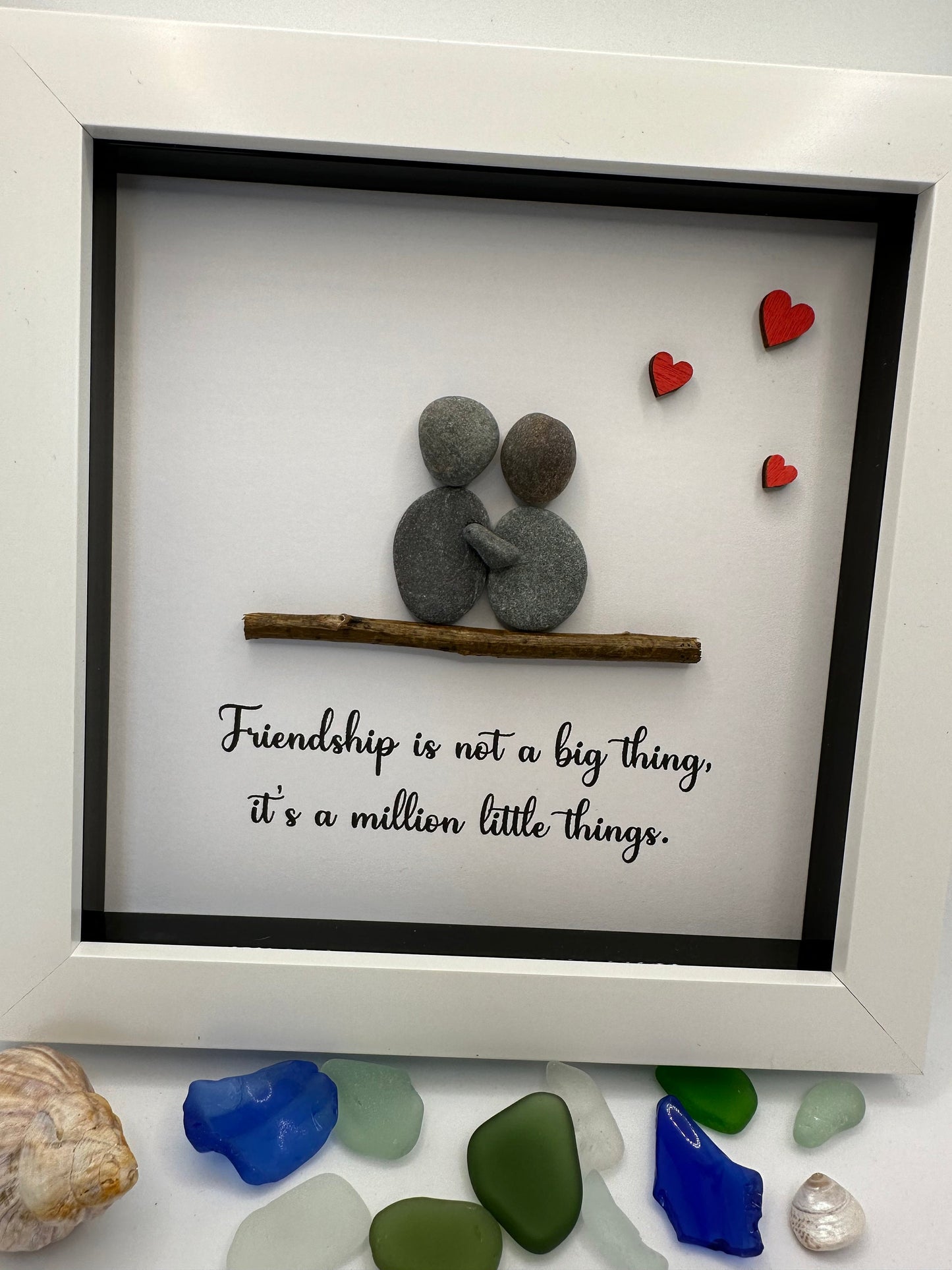 Pebble Art Friends Picture, Friendship Gift, Framed Pebble Couple, friendship isn’t a big thing, friend pebble art, friend gift, gifts