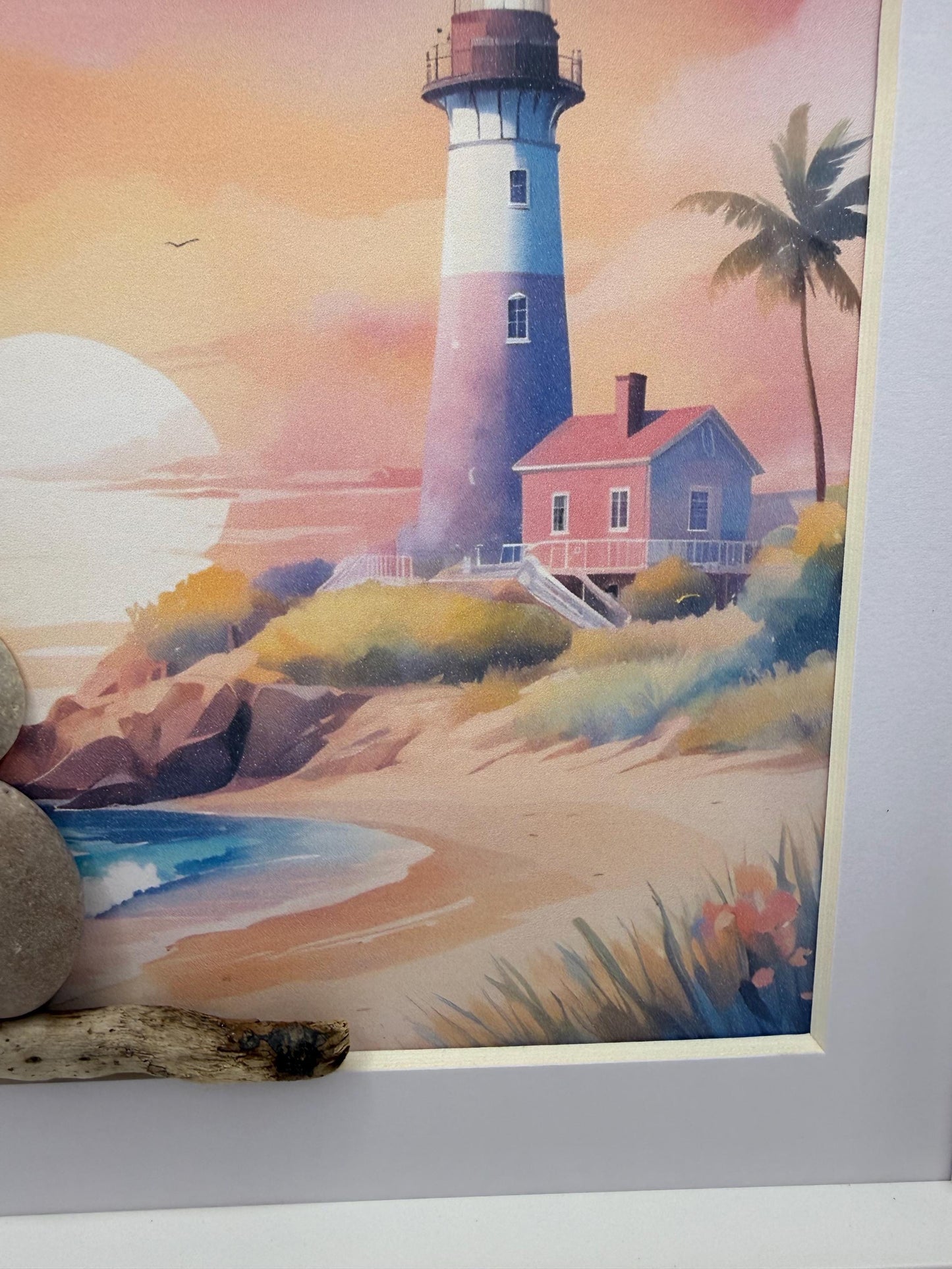 Lighthouse pebble art, pebble art lighthouse, pebble art, pebble art couple, lighthouse couple, lighthouse gift, framed lighthouse, marine