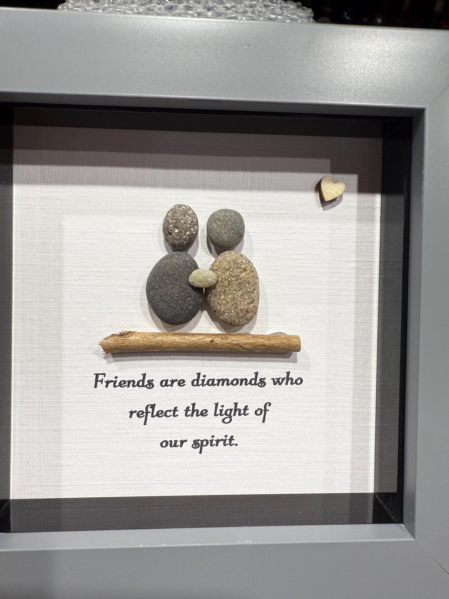 friends pebble art, friends are diamonds, 4x4” pebble art, friends gift