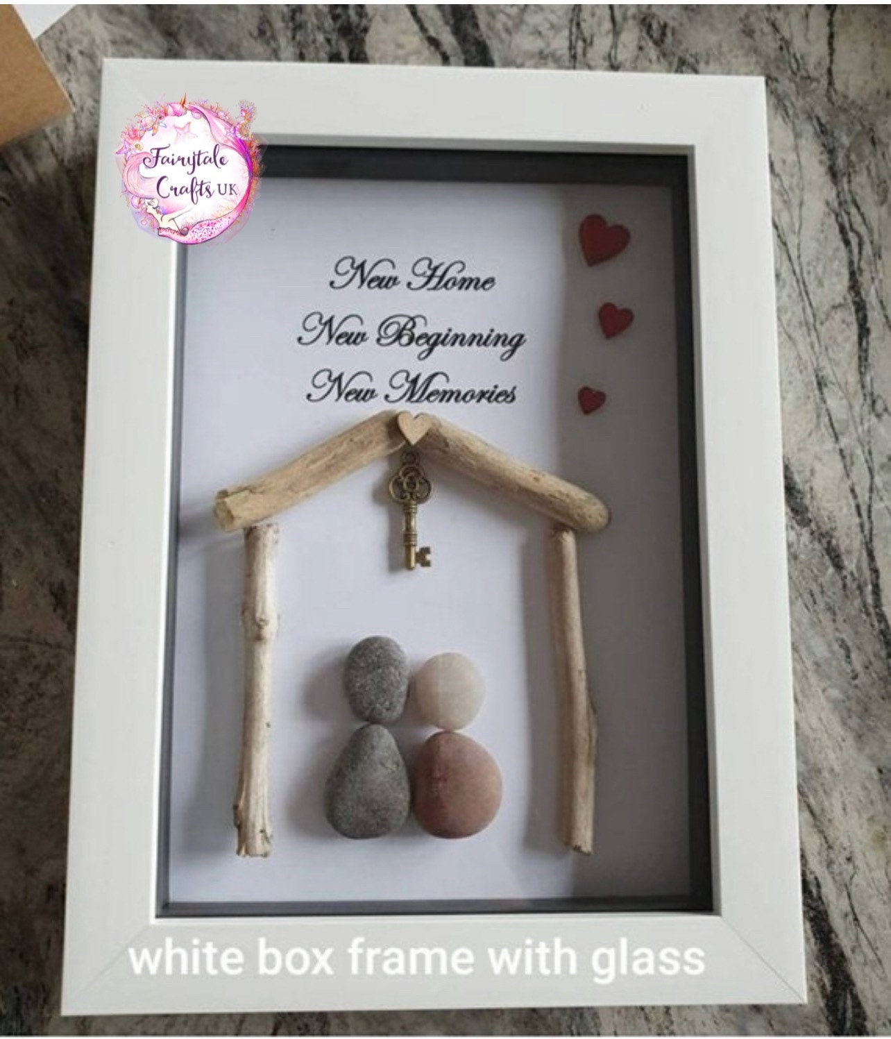 Pebble Art New Home Picture, Housewarming Gift, pebble art new home, new home gift, pebble art home, home pebble art, framed housewarming