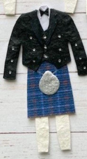 Scottish Wedding Pebble Art, Bride & Groom Gift, kilted groom, wedding pebble art, pebble art wedding, wedding gift. Pebble art bride,