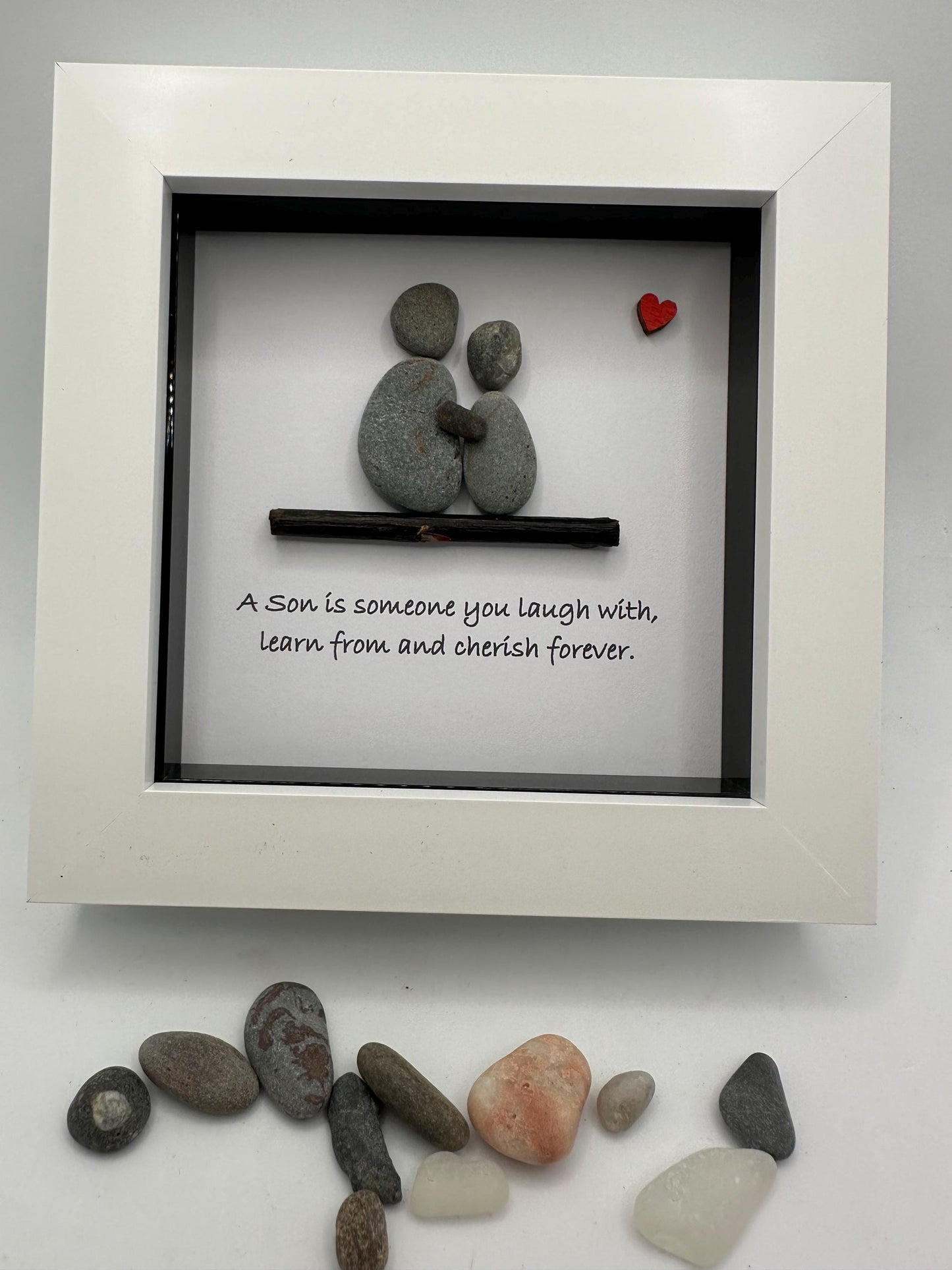 Pebble Art Son Gift, pebble art, son pebble art, son framed gift, son gift, birthday gift, family pebble art, quote pebble art