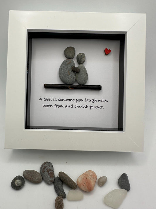 Pebble Art Son Gift, pebble art, son pebble art, son framed gift, son gift, birthday gift, family pebble art, quote pebble art