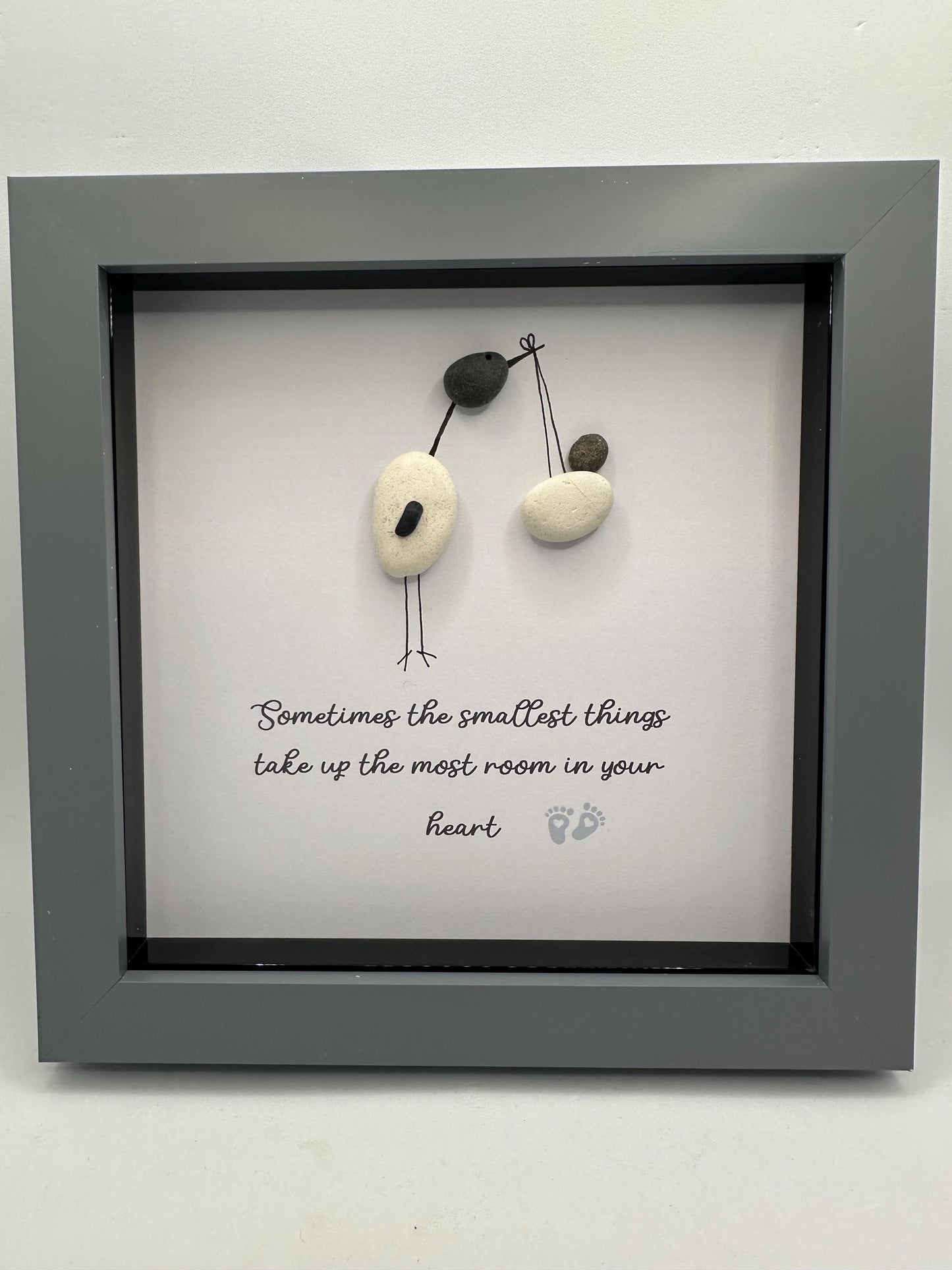 new baby gift, new baby pebble art, pebble art baby, pebble art, stork pebble art