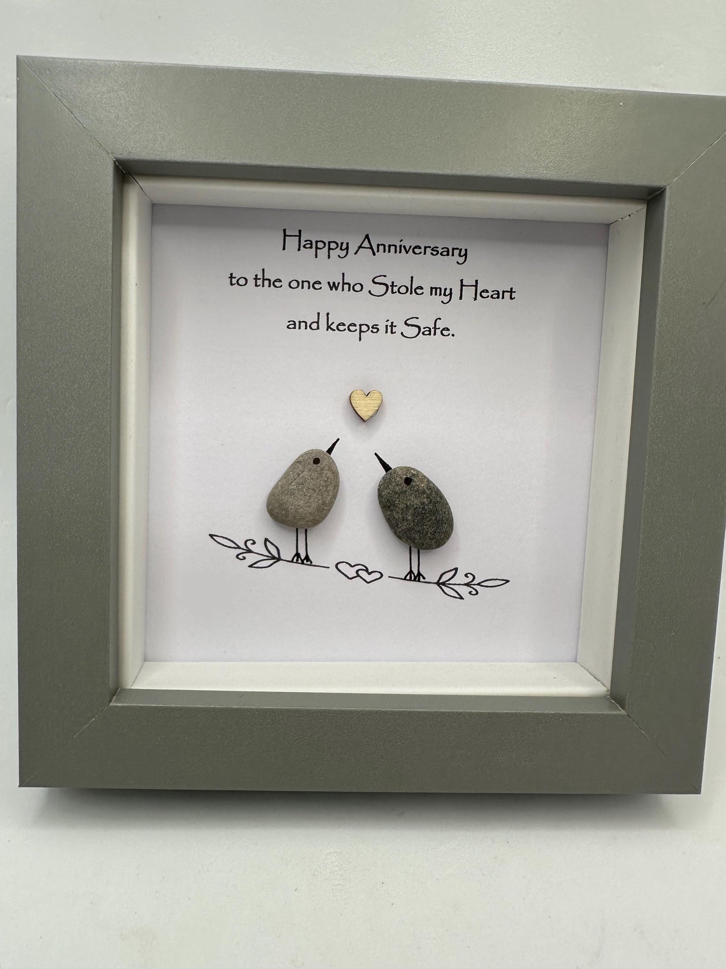 pebble art anniversary, pebble anniversary personalised,anniversary gift,Happy Anniversary to the one who Stole my Heart and keeps it Safe.