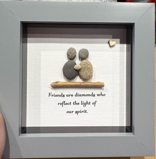 friends pebble art, friends are diamonds, 4x4” pebble art, friends gift