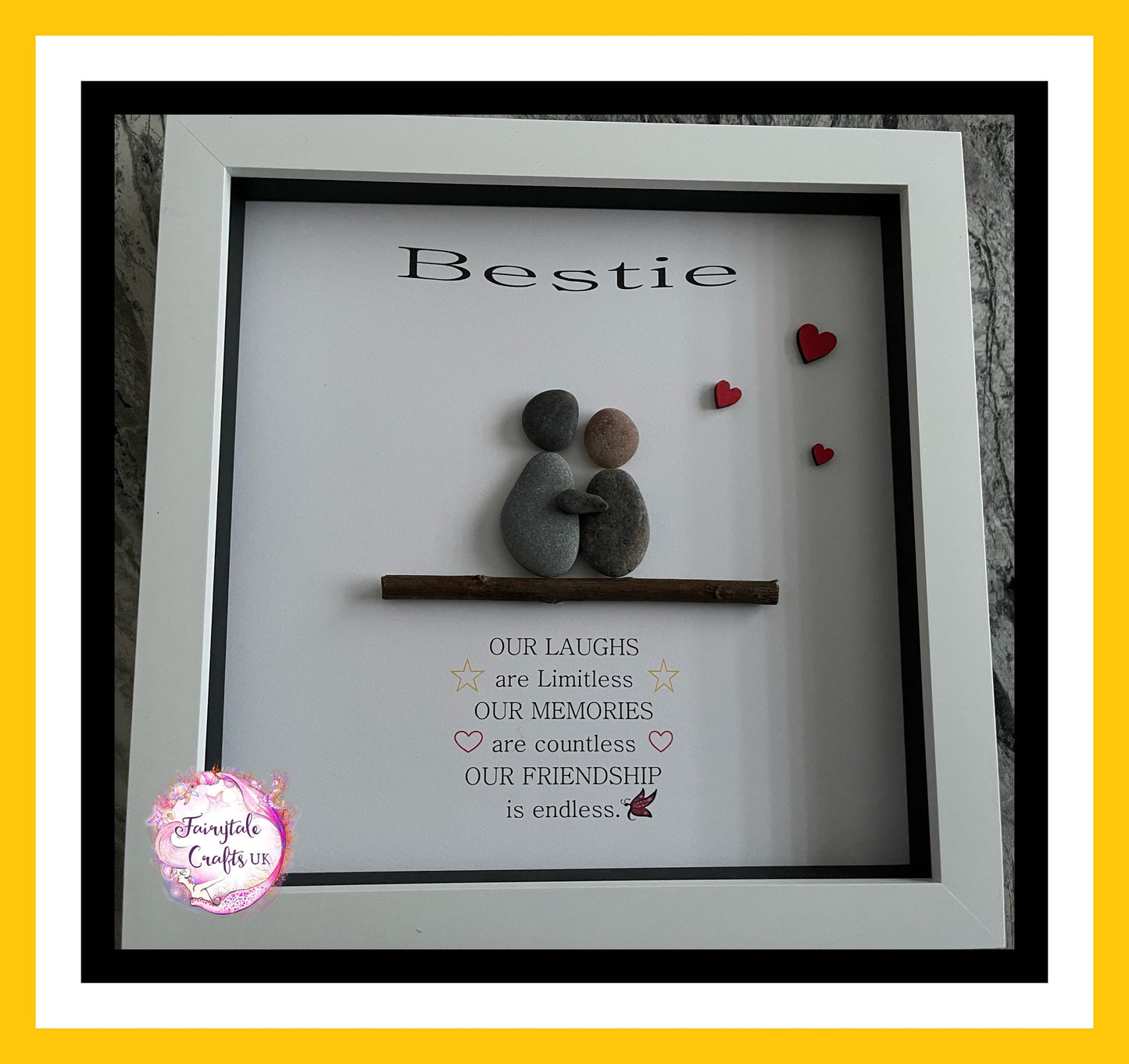 Personalized Bestie Pebble Art, Custom Friend Gift, friend pebble art. Friend gifts, friends framed gifts, bestie gift, pebble art. Birthday