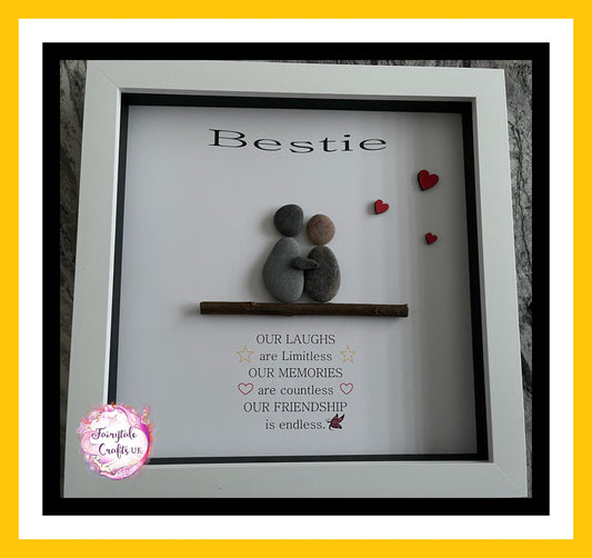 Personalized Bestie Pebble Art, Custom Friend Gift, friend pebble art. Friend gifts, friends framed gifts, bestie gift, pebble art. Birthday