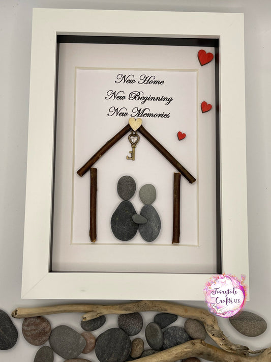 Pebble Art New Home Picture, Housewarming Gift, pebble art new home, new home gift, pebble art home, home pebble art, framed housewarming