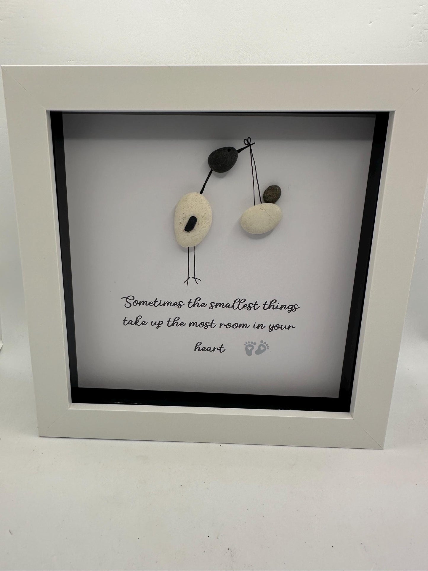 new baby gift, new baby pebble art, pebble art baby, pebble art, stork pebble art