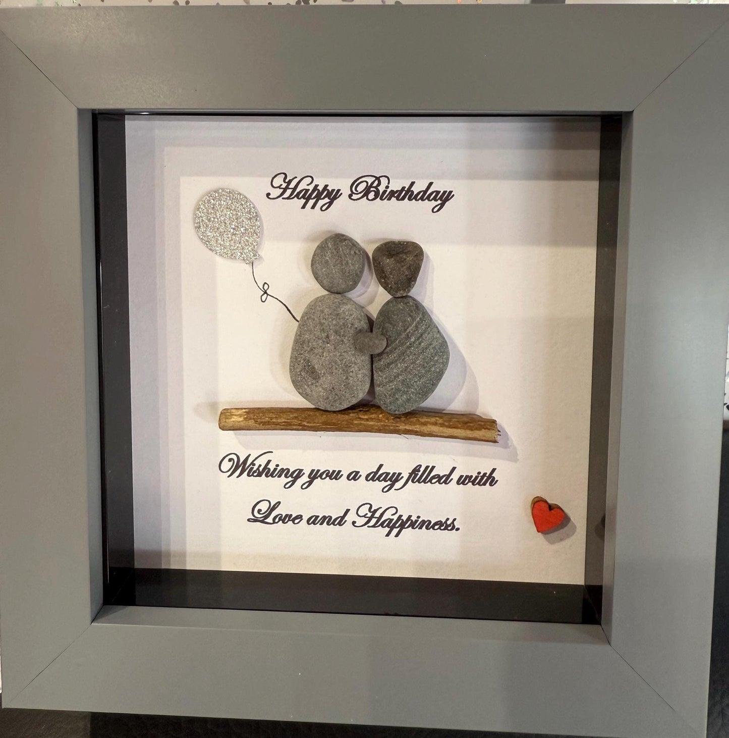 happy birthday pebble art, happy birthday framed art, pebble art birthday, value frames,birthday gift,