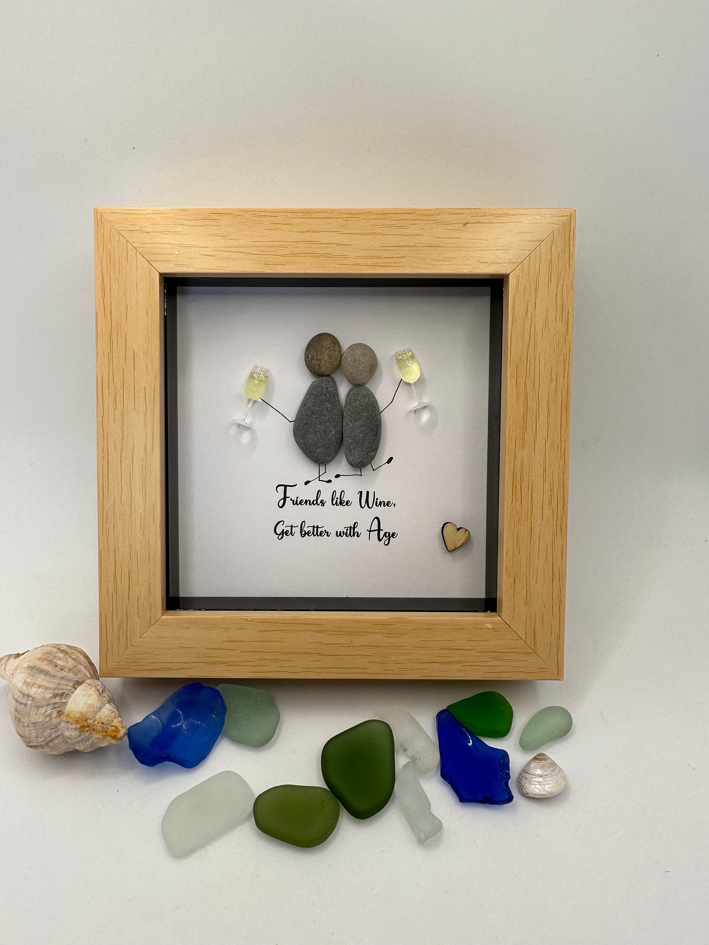 Pebble Art Friends Frame, Friends Like Wine Gift (4x4”) friend pebble art, pebble art friends, friend gift, wine gift, birthday gift, pebble