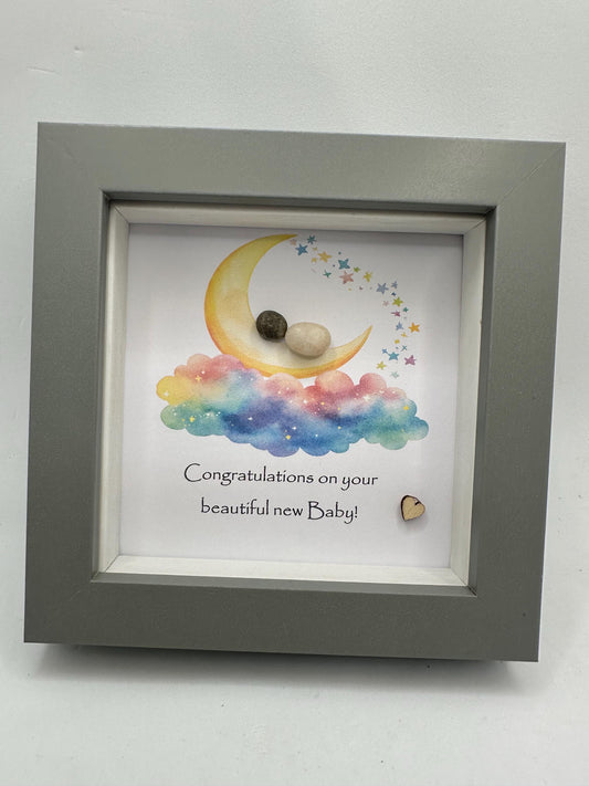 new baby  pebble art, pebble art new baby, new baby , pebble art, new baby gift, new baby gift, neutral baby gift