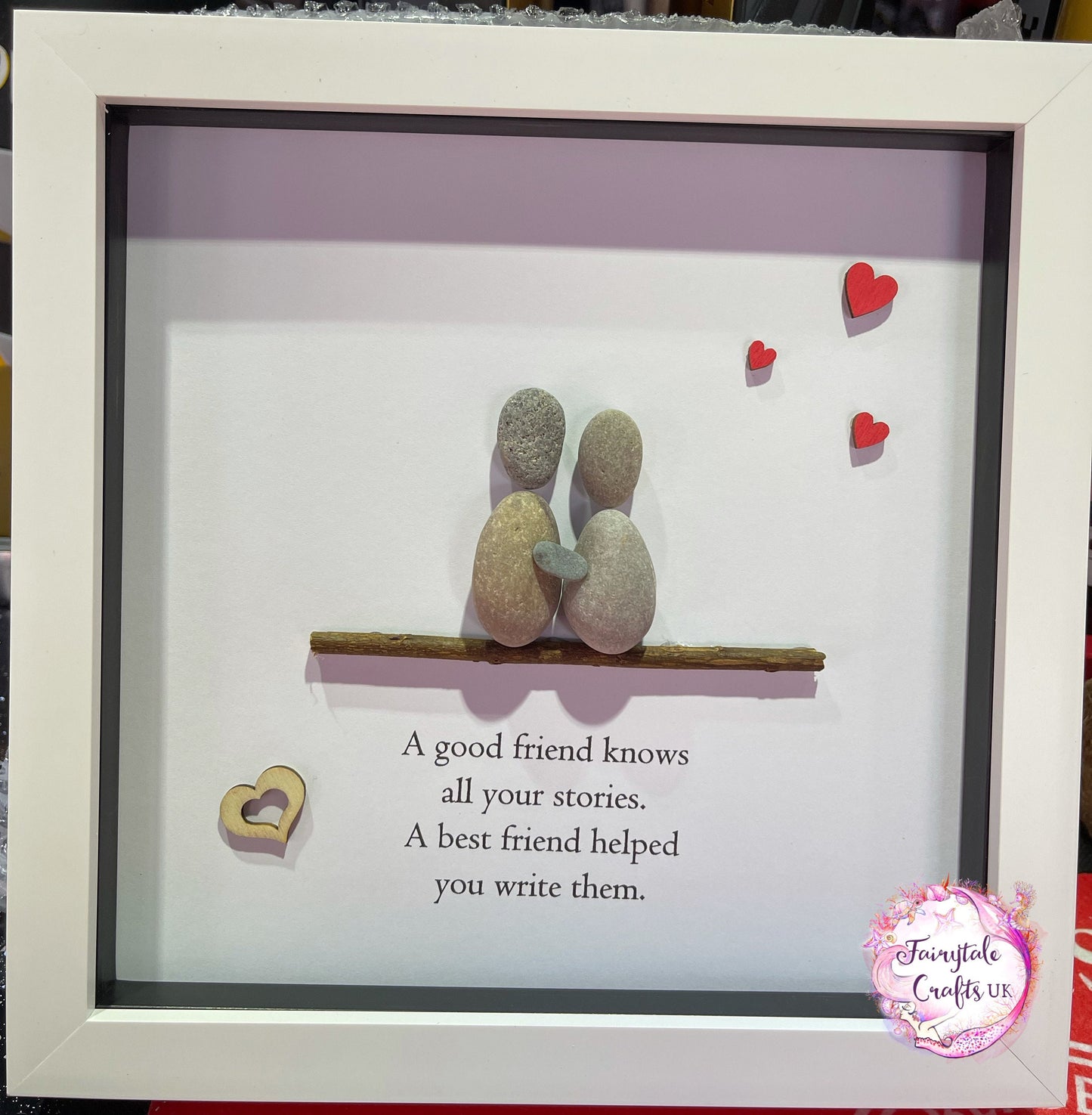 Personalized Friends Pebble Art, Birthday Gift, Framed Stone Picture
