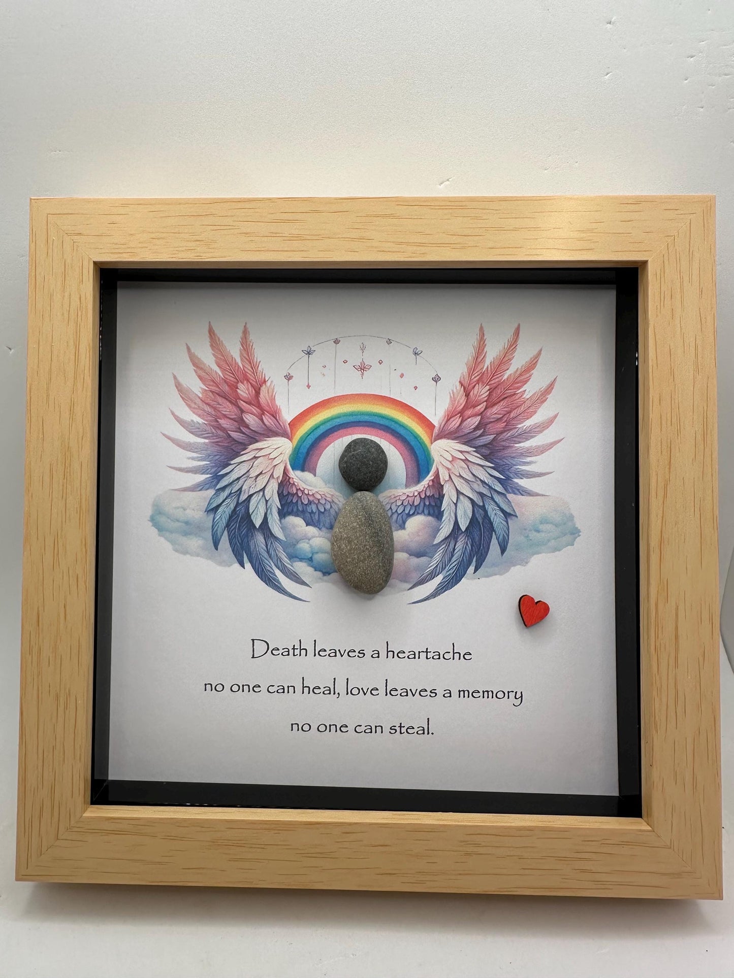 Death leaves a heartache no one can heal, pebble art. Pebble art sympathy, sympathy gift, bereavement gift, sympathy card, angel gift,