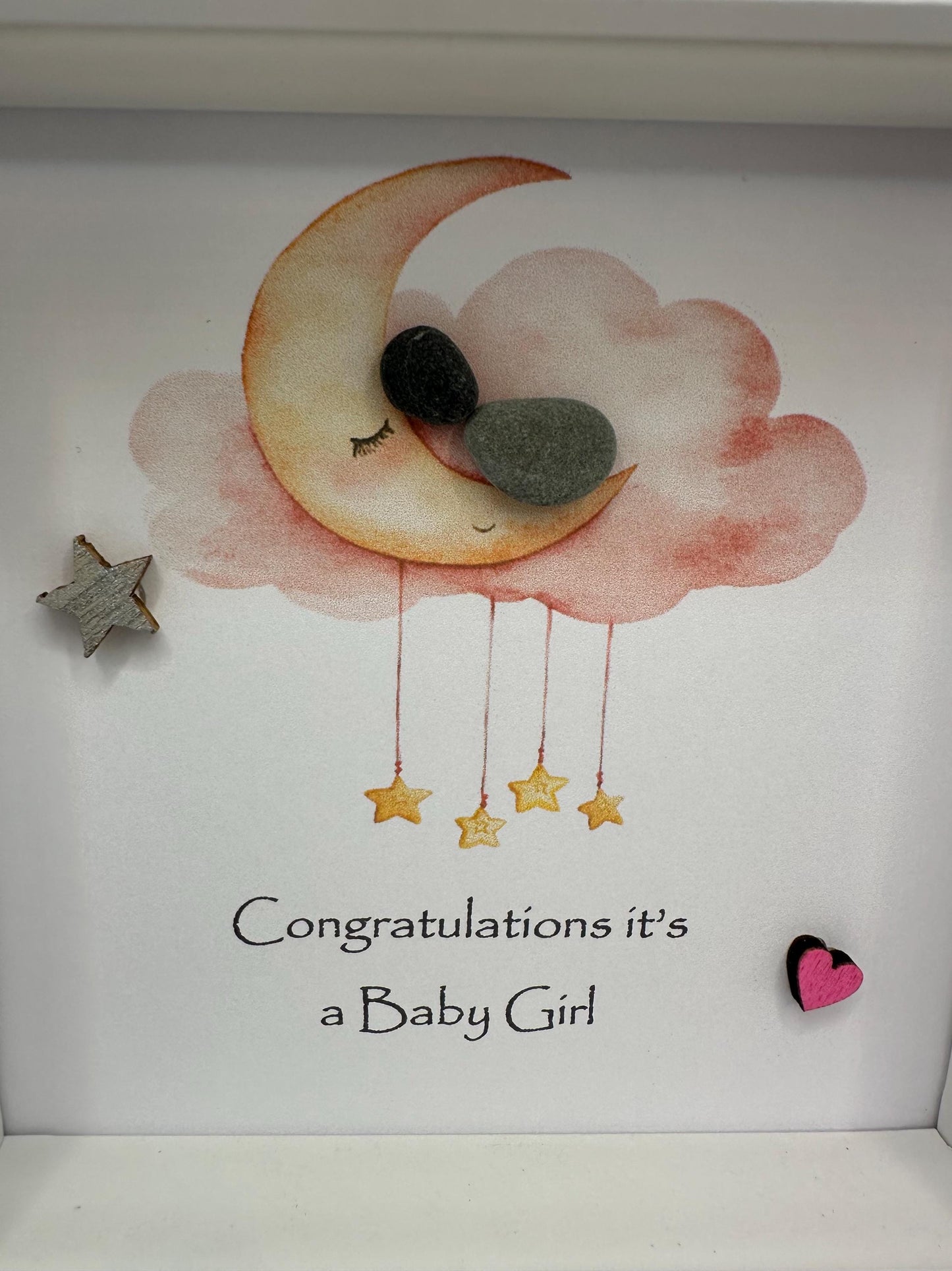 new baby girl pebble art, pebble art new baby, new baby girl, pebble art, new baby gift, new baby girl gift,it’s a girl