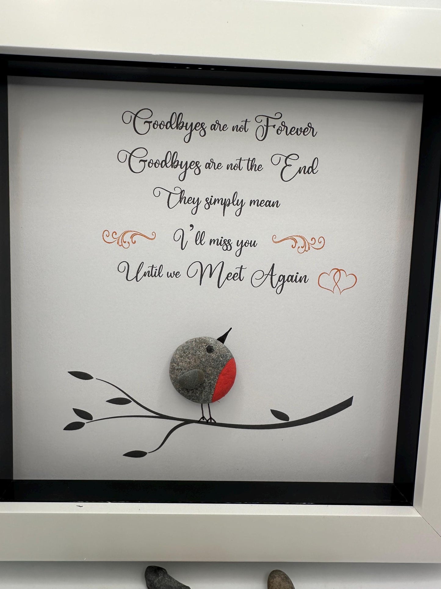 Robins pebble art,  Robin frame pebble art, robin pebble art, rock art,robin gift, sympathy gift, robin meet again