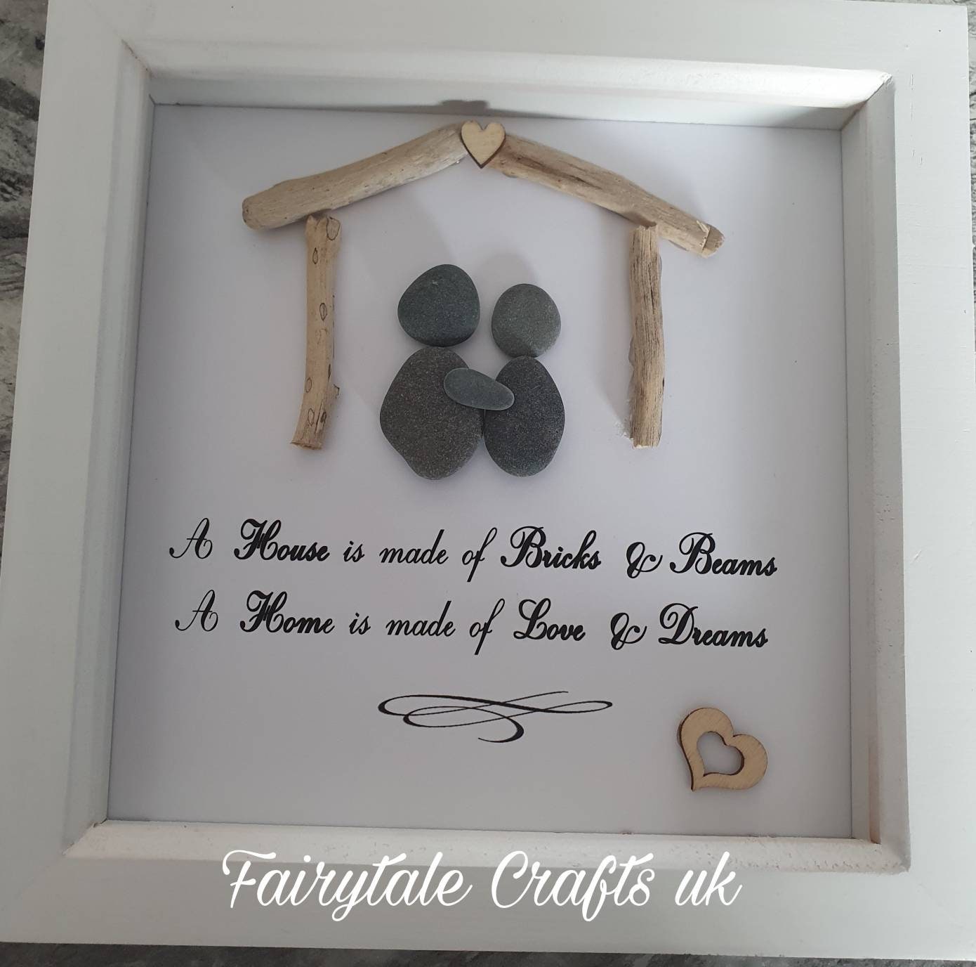 Pebble Art Family Picture, New Home Gift, new home pebble art, new home gift, new home framed art, pebble art home, pebble art, pebble art