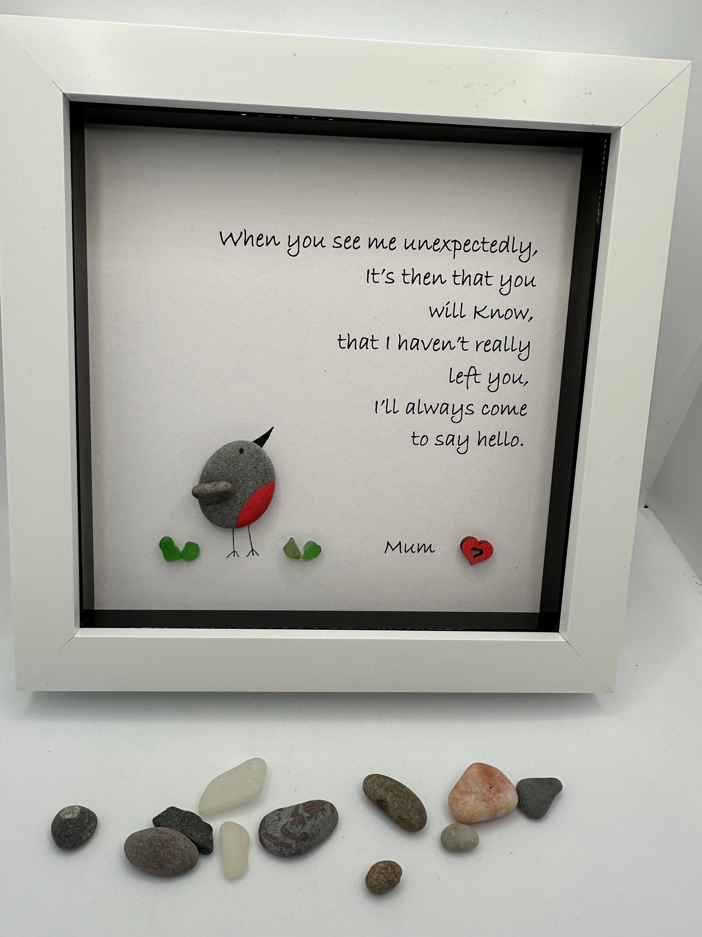 Robin Pebble Art, Bereavement Gift, Sympathy Stone Picture. Robin pebble art, pebble art robin. Sympathy gifts. Robin, pebble art
