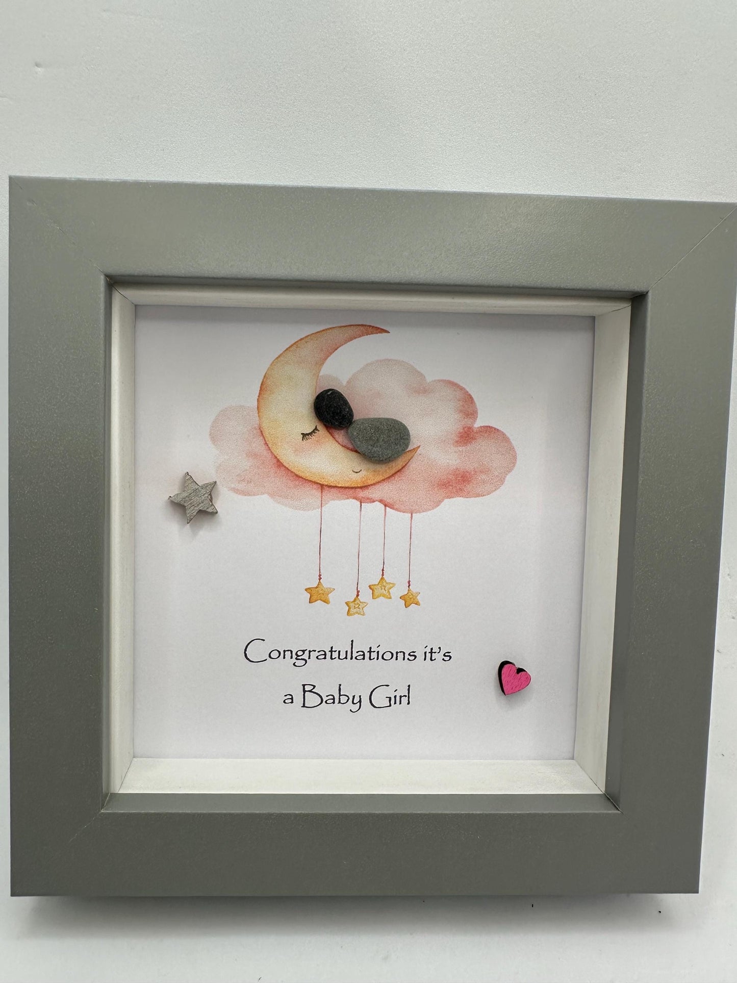 new baby girl pebble art, pebble art new baby, new baby girl, pebble art, new baby gift, new baby girl gift,it’s a girl