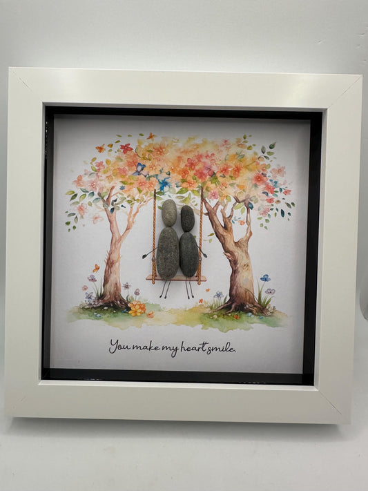 couple pebble art, pebble art swing, couple on swing, all of me loves all of you, valentine gift