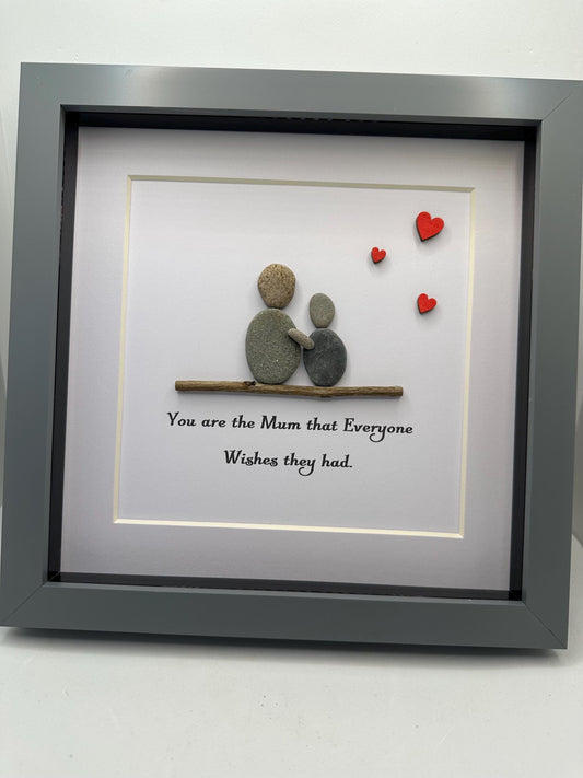 Mothers day pebble art, pebble picture, scottish pebble art, Scottish pebbles, mother and daughter picture, Mother’s Day gift