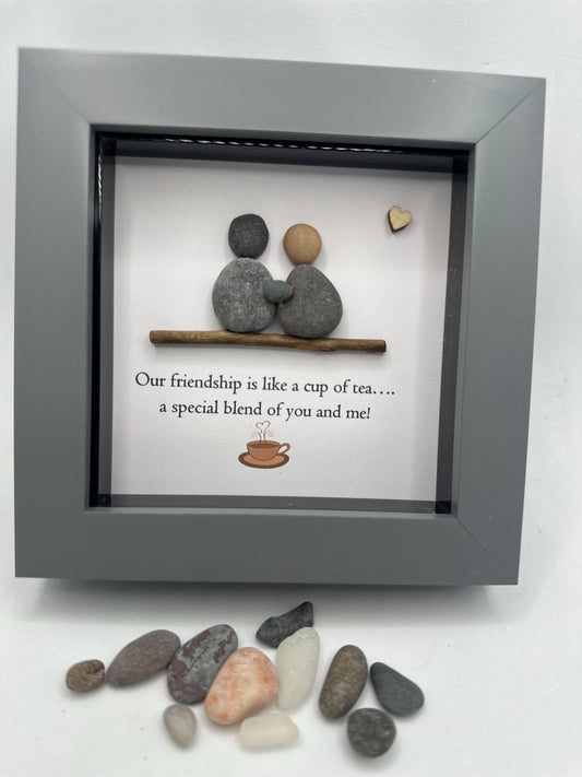 4”x4” ,Our friendship is like a cup of tea... a special blend of you and me! Priceless, pebble art friends, pebble art gift, friend gift,