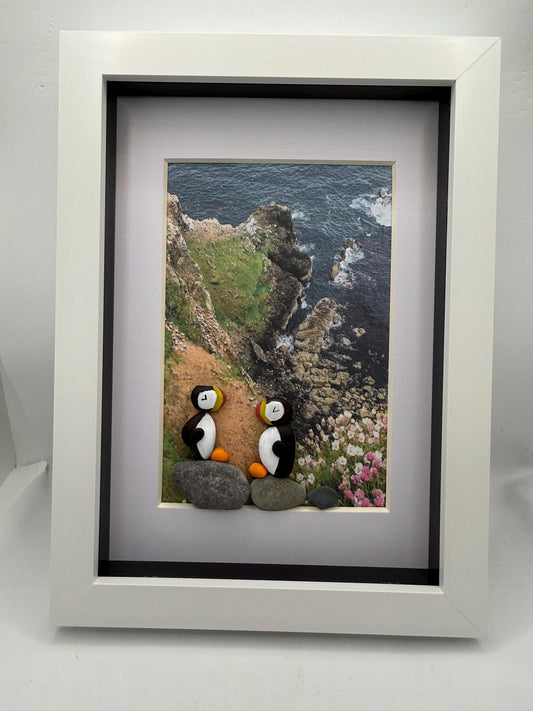 Puffin pebble art, pebble art puffins, puffins of Troup head, pebble art, pebble art birds, birds pebble art
