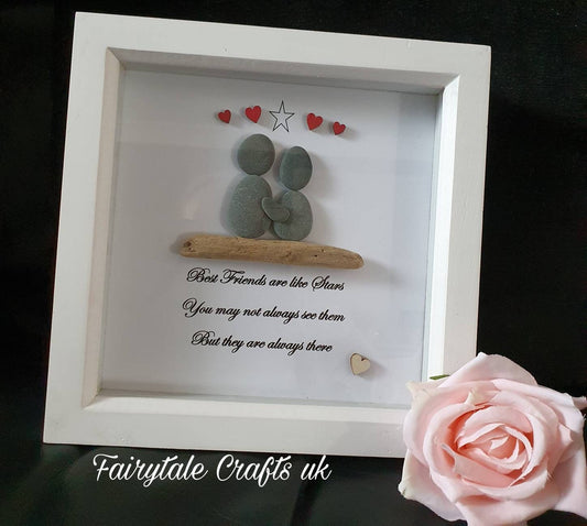 Pebble Art Best Friend Gift, Scottish Stone Picture, Personalized