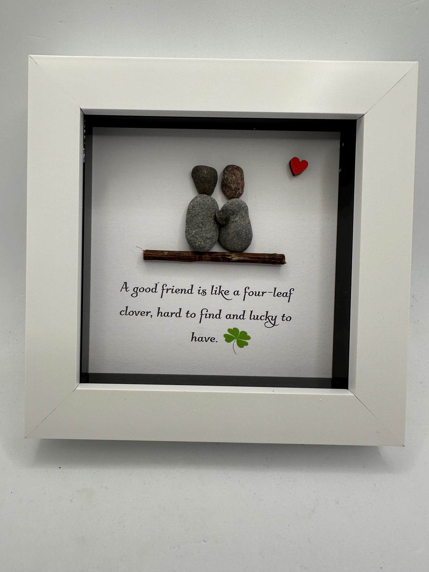 friends are like four leafed clovers, friends pebble art, pebble art, friends gift, value frames