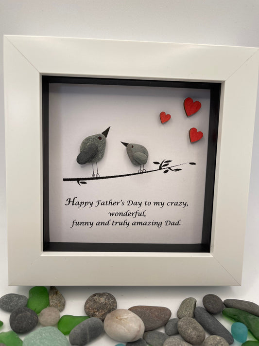 Father's Day Bird Pebble Art, Framed Gift for Dad, Father’s Day gift, dad gift, dad pebble art, pebble art gift