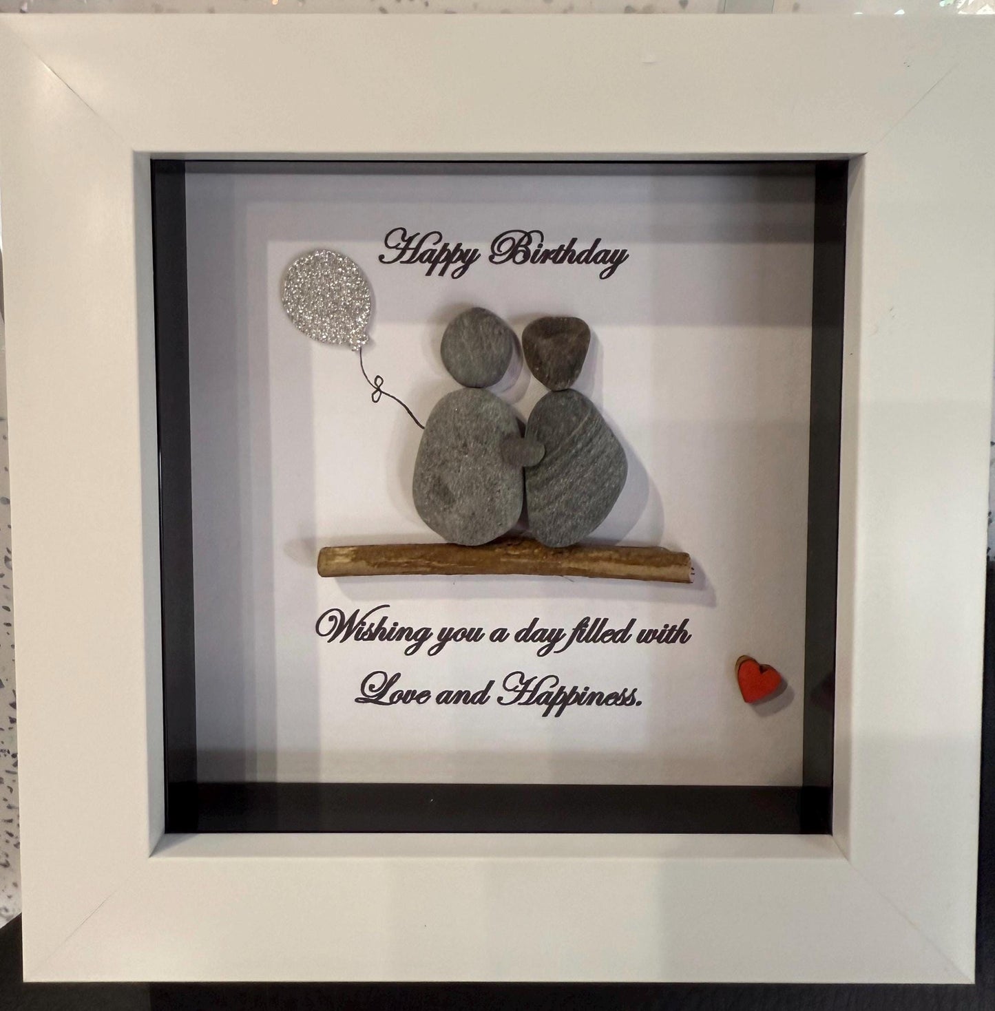 happy birthday pebble art, happy birthday framed art, pebble art birthday, value frames,birthday gift,