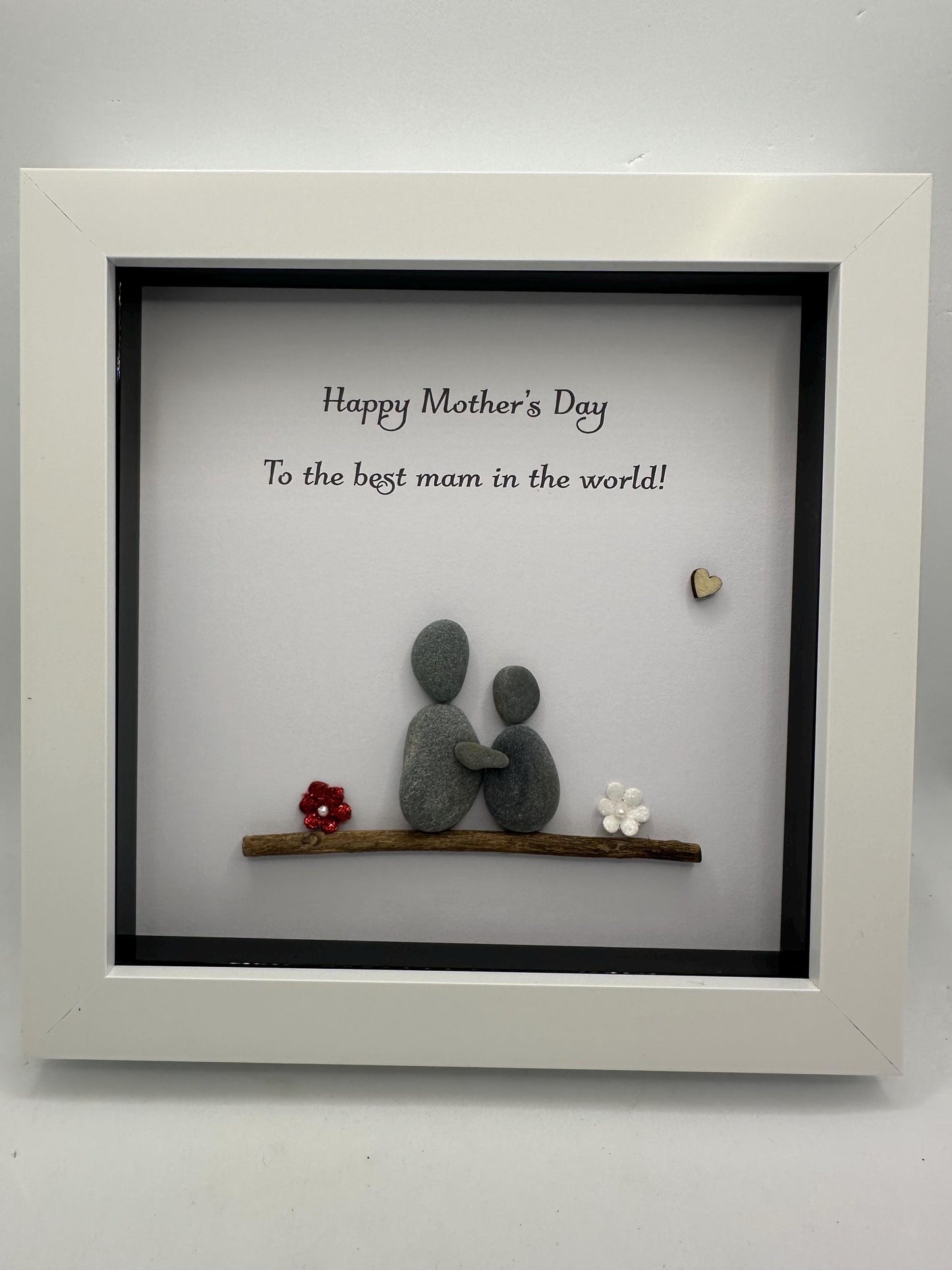 Mother’s Day Pebble Art Frame, Handmade Gift for Mam, Mum & Mom, Pebble Picture Mother, Sentimental Home Décor, pebble art, mother pebble